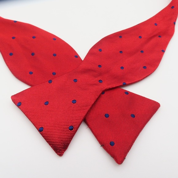 Brooks Brothers Other - Brooks Brothers Bow Tie Red Blue Polka Dot 2.25" Wide Silk USA Makers